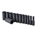 3/8 in. Drive SAE Professional Deep Impact Socket Set, 12-Piece