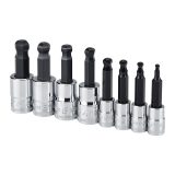 1/4 in., 3/8 in. Drive Metric Professional Ball Hex Socket Set, 8 Piece